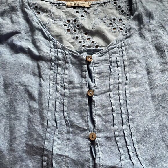 Lungo L'arno Women’s Blue Linen Embroidered Tunic Top - Picture 3 of 8